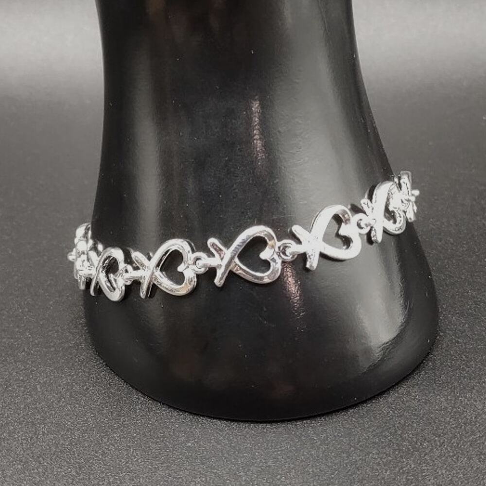 925 Silver Heart Charm Bracelet Vintage BOHO Retro Anniversary Birthday Gift NEW